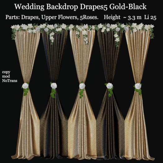 Wedding Backdrop Drapes5- Gold-Black