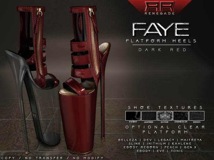 [Renegade] Faye Platform Heels - Dark Red