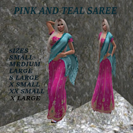 Pink and teal Saree