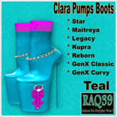 [R39] Clara Pumps Boots- Teal