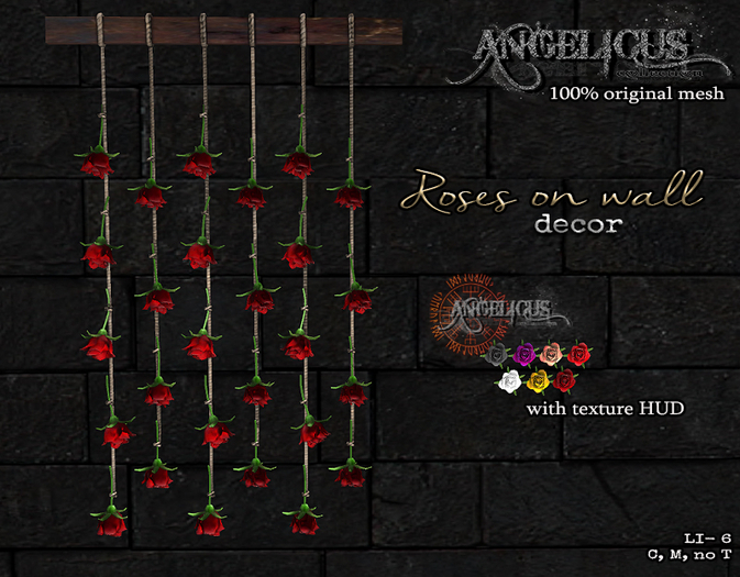 :ANGELICUS: -Roses on wall-  decor 