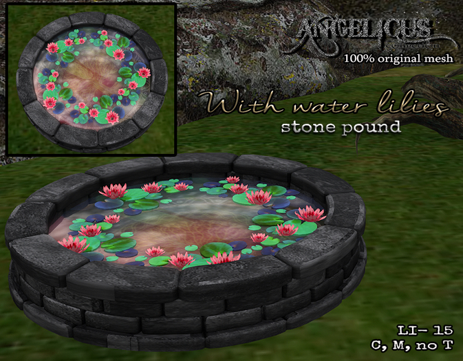 :ANGELICUS: Stone pound with water lilies