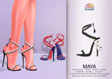 Maya Zigzag Lace Up Heels (Black Monochrome) ~ Maitreya, Legacy, Kupra, Reborn, GenX