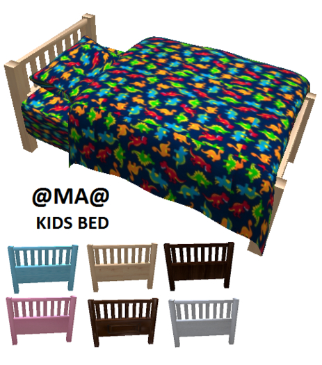 @MA@ KIDS BED Dinosaurs On Blue Fabric