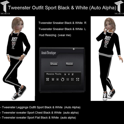 Tweenster Outfit Sport Black & White (Auto Alpha)