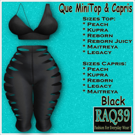 [R39] Que MiniTop & Capris-Black