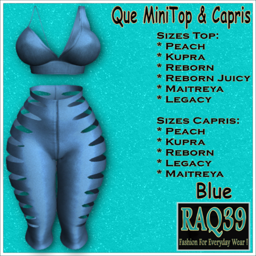 [R39] Que MiniTop & Capris-Blue