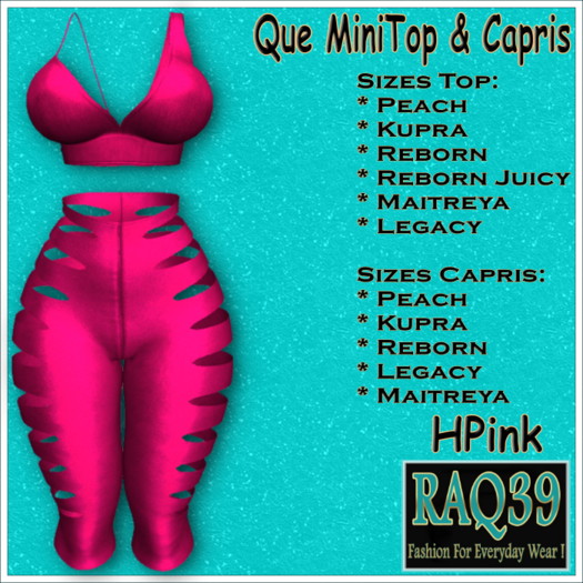 [R39] Que MiniTop & Capris-HPink