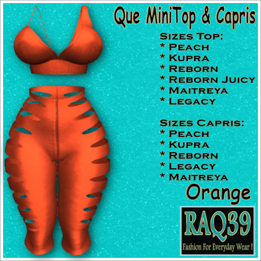 [R39] Que MiniTop & Capris-Orange