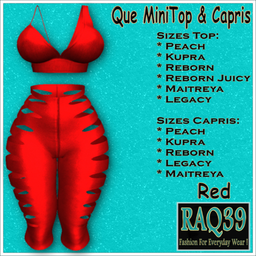 [R39] Que MiniTop & Capris-Red