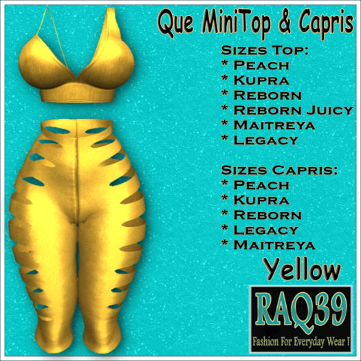 [R39] Que MiniTop & Capris-Yellow