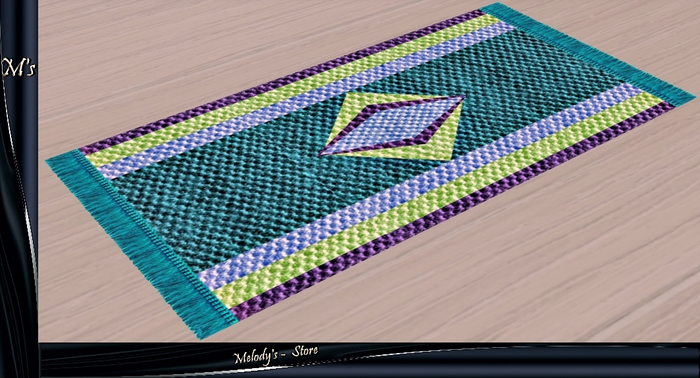 Ms - Carpet - /Rug/  - stripes...fringes - turquoise