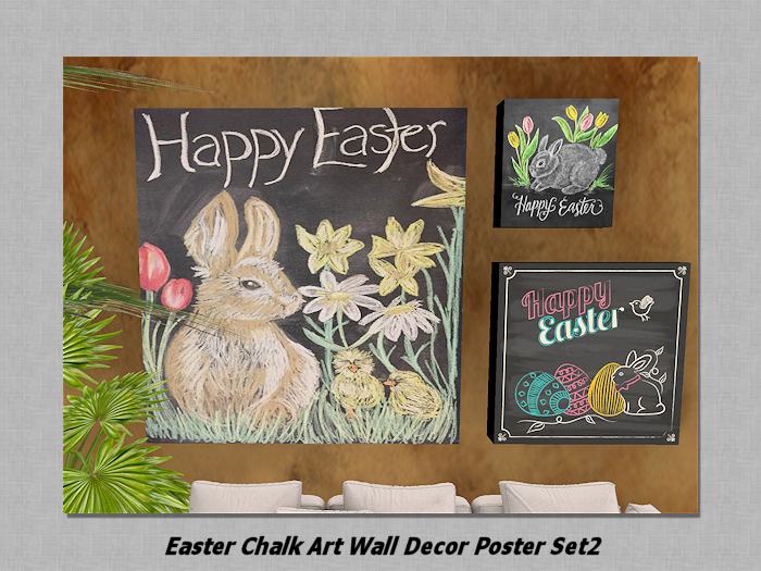 Easter Chalk Art Wall Decor Poster Set2-full perm textures