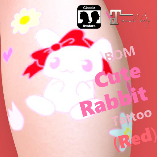 Suzume - BOM Cute Rabbit Tattoo (Red)