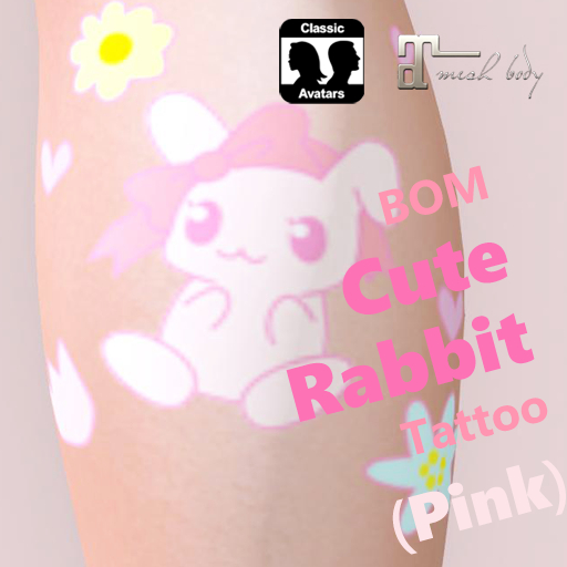 Suzume - BOM Cute Rabbit Tattoo (Pink)