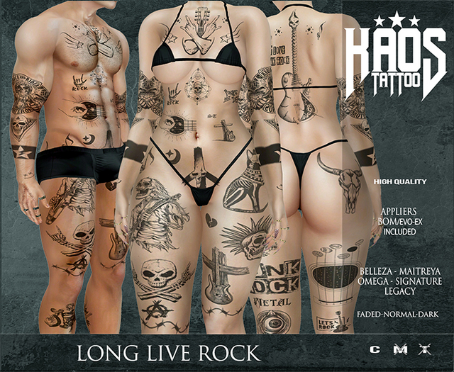 KAOS LONG LIVE ROCK TATTOO