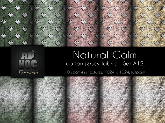AD HOC - NATURAL CALM - Set A12 - Cotton Jersey Fabric (hearts & gradient)
