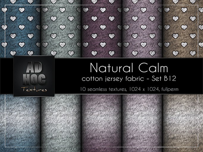 AD HOC - NATURAL CALM - Set B12 - Cotton Jersey Fabric (hearts & gradient)
