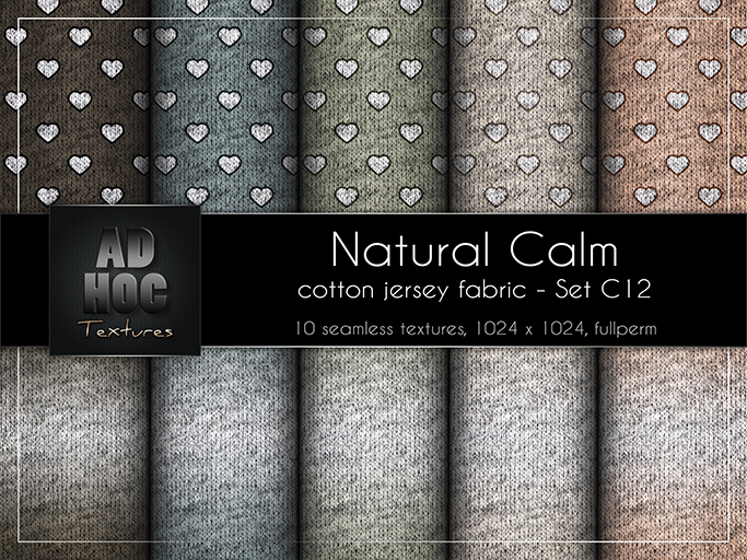 AD HOC - NATURAL CALM - Set C12 - Cotton Jersey Fabric (hearts & gradient)