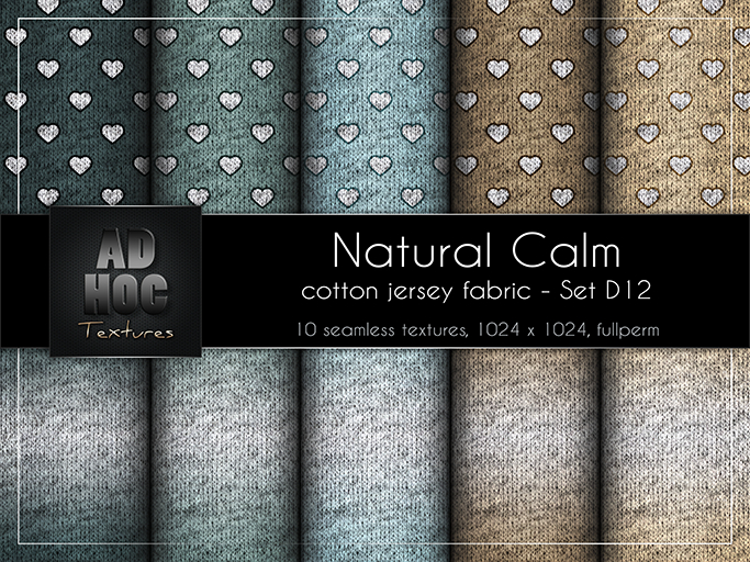 AD HOC - NATURAL CALM - Set D12 - Cotton Jersey Fabric (hearts & gradient)