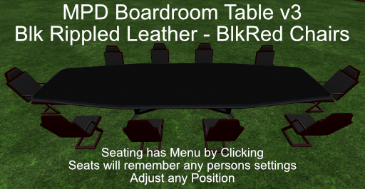 MPD Boardroom Table v3 Box - Blk Rippled Leather - BlkRed Chair