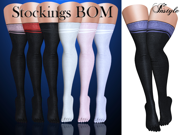 SALE!!!InStyle - Knee socks above the knees BOM - Black/Ube