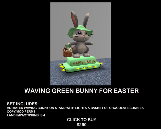 Green Easter Waving Bunny Rabbit Decoration