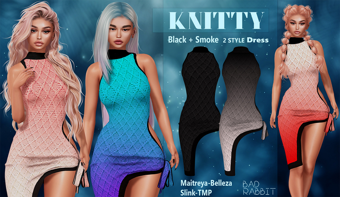 .:Bad Rabbit:. Knitty Dress Black+Smoke