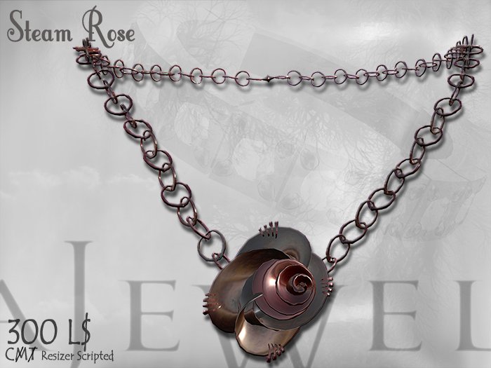 ::A JEWEL:: Steampunk STEAM ROSE Necklace Jewelry