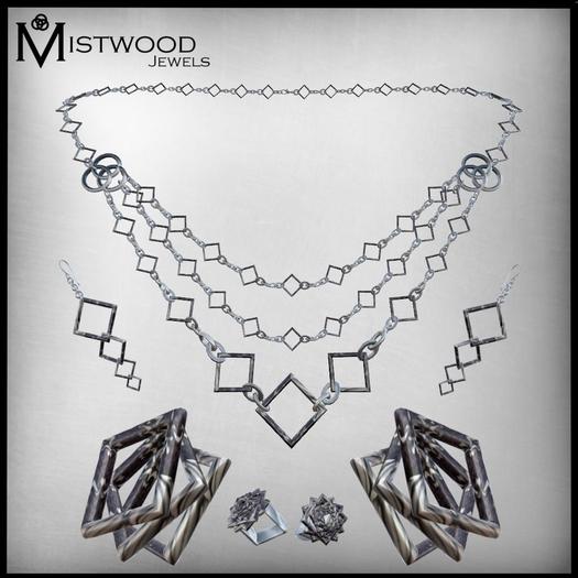 [Mistwood Jewels] Queen of Diamonds Complete Jewelry Set - Resin & Silver