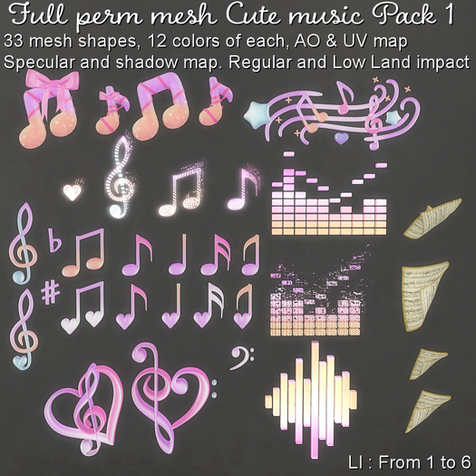 * Full Perm Mesh * Cute Music Pack 1 *