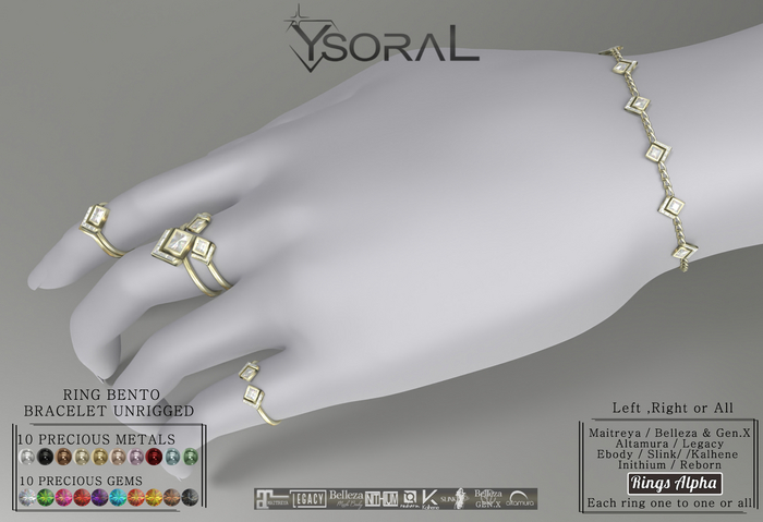 (FREE for group in world)~~ Ysoral ~~ .:Luxe Set Rings Bracelet Melody:.