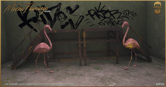 Mecha Flamingo Backdrop - The Bearded Guy