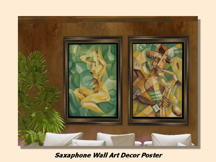 Saxaphone and sexy lady Wall Art Decor Poster-full perm textures