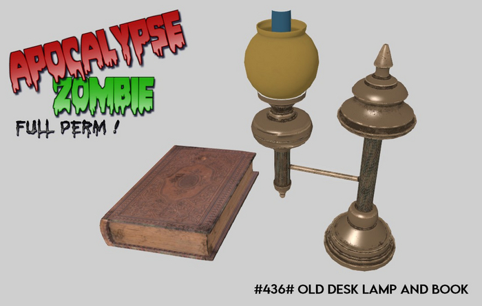 #436# Old Desk Lamp and Book #