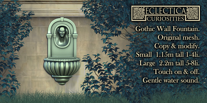 Eclectica- Gothic Wall Fountain- verdigris