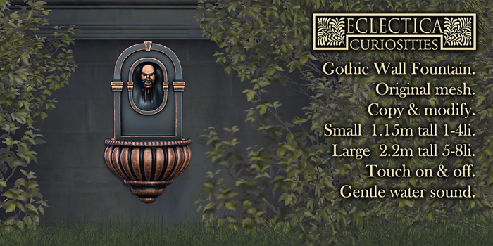 Eclectica- Gothic Wall Fountain- black & copper