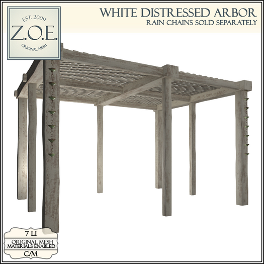 Z.O.E. White Distressed Garden Arbor 