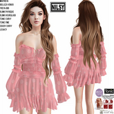 FRILLY DOT DRESS,MESH BODY