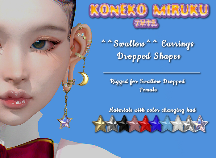 *KM* Dropped Shapes Earring Swallow Dropped(F)