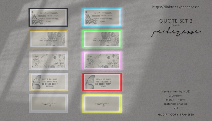 pecheresse. neons - quote frames set 2