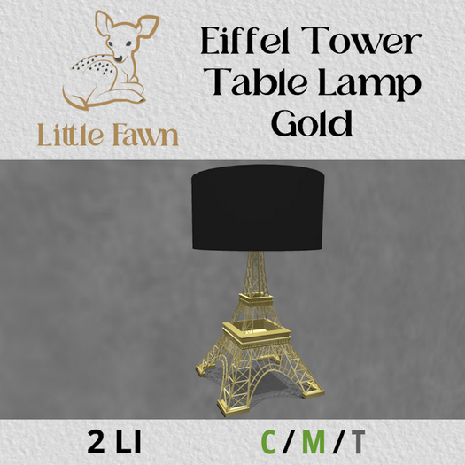 LF-Eiffel Tower Table Lamp Gold 2LI **ADD**