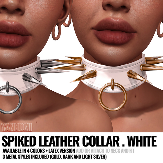[ YANNOMI ] Edgy Spiked Collar - WHITE