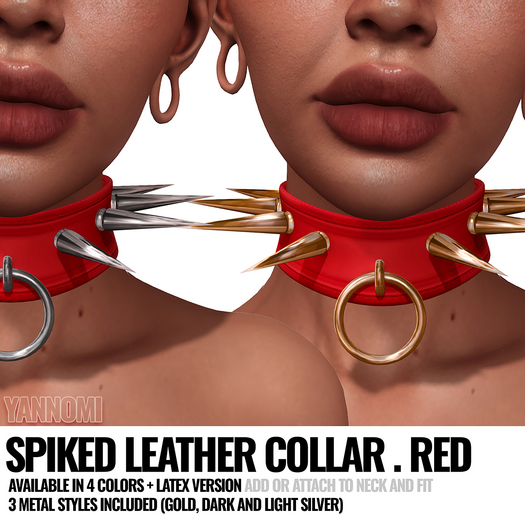 [ YANNOMI ] Edgy Spiked Collar - RED