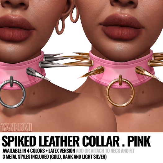 [ YANNOMI ] Edgy Spiked Collar - PINK