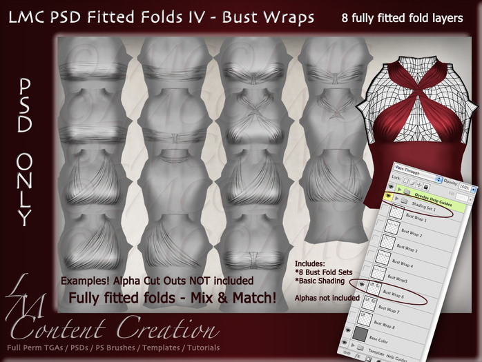 LMC PSD FILES - Fitted Folds IV - Bust Wrap Folds