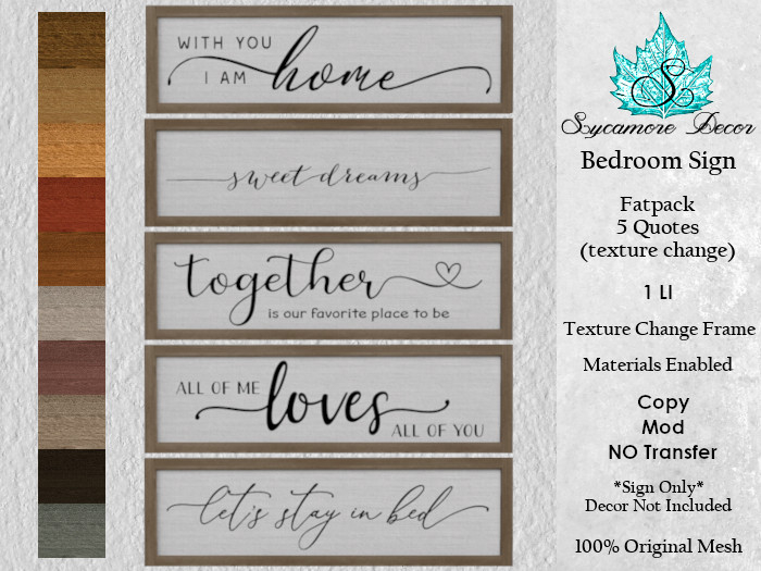 {SD} Bedroom Sign FatPack