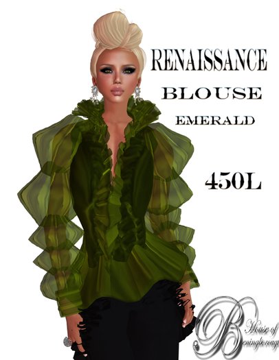 HOUSE OF BENINGBOROUGH -  Renaissance Blouse - Emerald