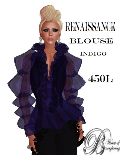 HOUSE OF BENINGBOROUGH -  Renaissance Blouse - Indigo