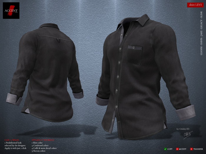 Accent - Shirt -Levi- Ebony